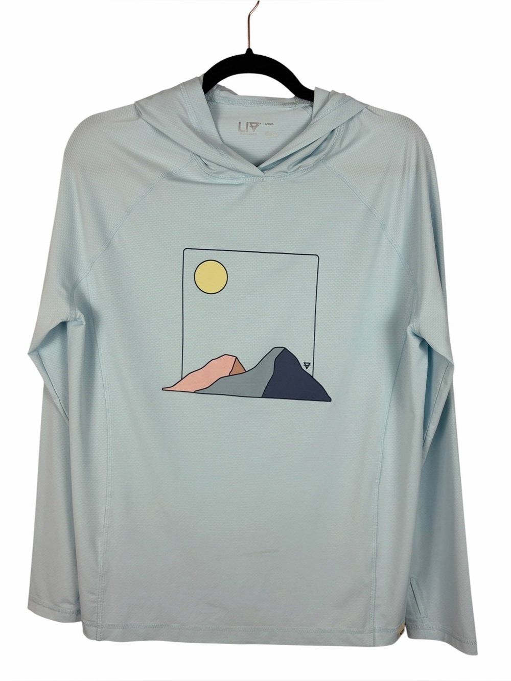 LIV Outdoor Light Blue Performance Hoodie Graphic Long Sleeve Activewear Top